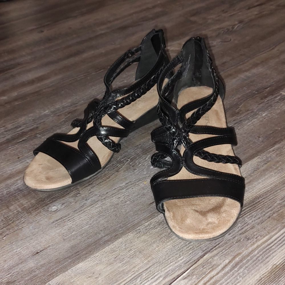 Kim Rogers Ultra Comfort Ferry black sandals  Sz 10